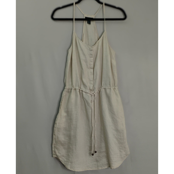 Cynthia Rowley Linen Racerback Tank Dress Sz 6 Women's Drawstring Tie‎ Waist - Picture 1 of 16